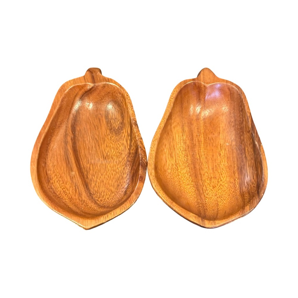 Wooden Pear-Shaped Bowls
